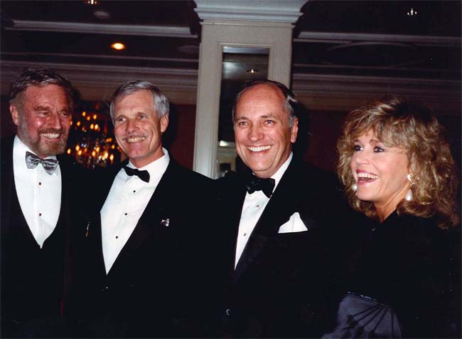 Bruce Barren with Charlton Heston, Ted Turner and Jane Fonda
